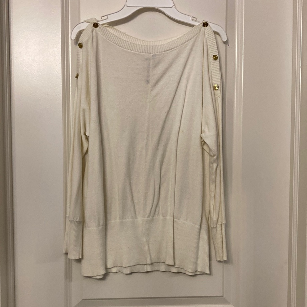 Gap White Sweater with Buttons on Sleeves